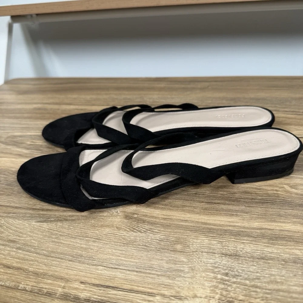 Forever 21 Slip On Sandal Suede Black Women's Triple Strap Casual Size 9